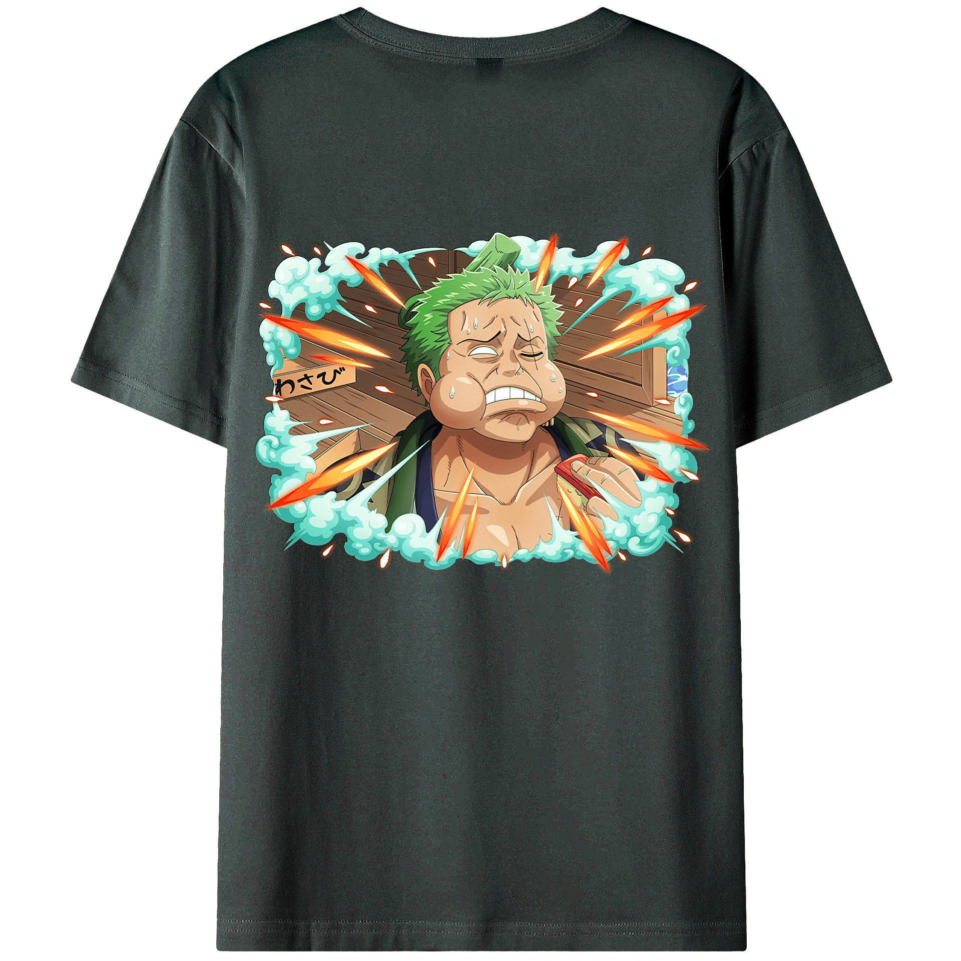 ワンピース ロロノア・ゾロ ONE PIECE Roronoa Zoro 綿100％ メンズ半袖Tシャツ（バックプリント） 通気性